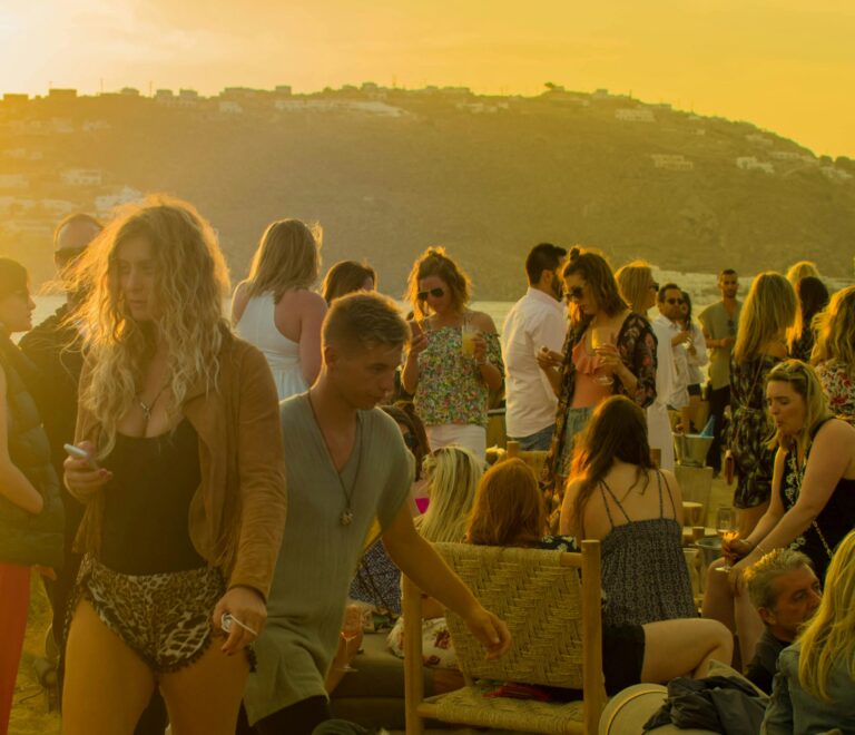 People enjoying sunrise together in a mountain region