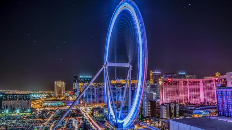 a sparkling blue wheel of adventure park in dubai